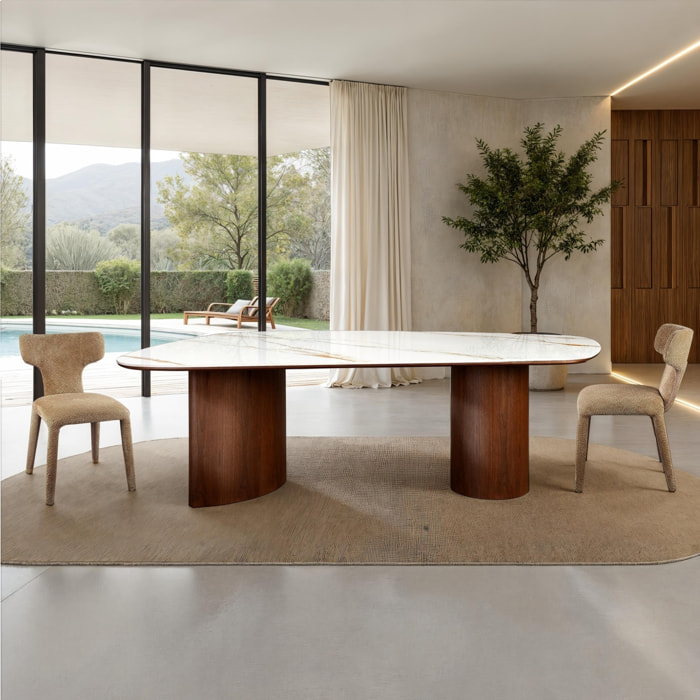 Table à manger Tomasucci TENO, en céramique, noyer, 235 × 115 × 76 cm