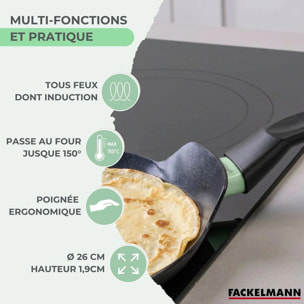 Set chandeleur avec crêpière 26 cm et 2 ustensiles Fackelmann Brandao