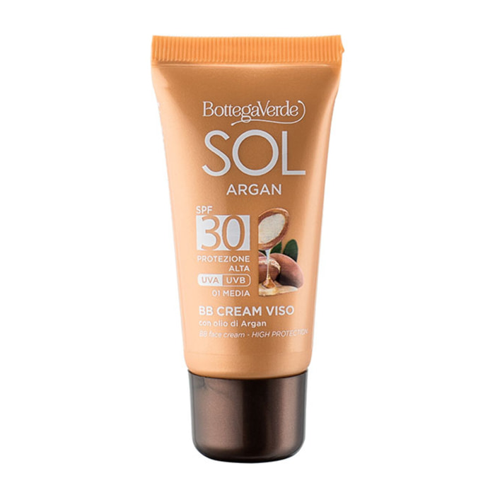 BB cream facial - uniformadora protectora - con aceite de Argán - protección alta SPF30 (25 ml)