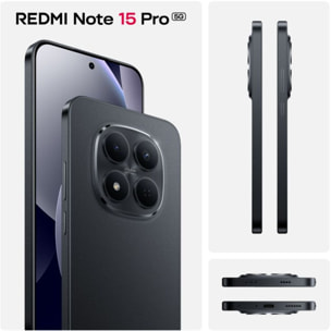 Smartphone XIAOMI Pack REDMI Note 15 Pro 5G 256Go Noir + Redmi buds 6 play blanc + coque incluse