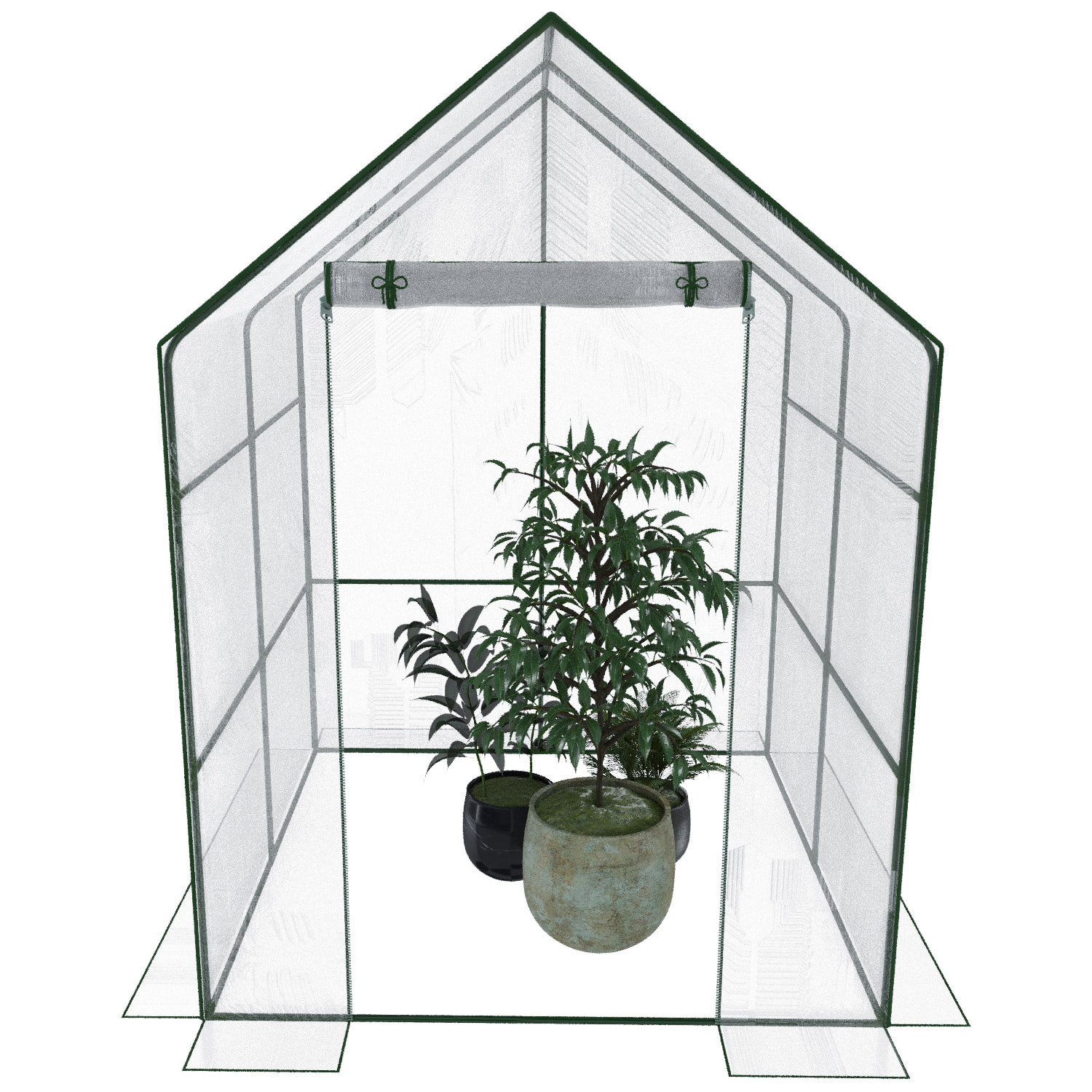 Serra Per Orto Giardino Terrazzo Balcone Senza Ripiani Struttura Metallo Verniciato Telo Trasparente In PVC Con Porta Avvolgibile 140x140x195 Cm