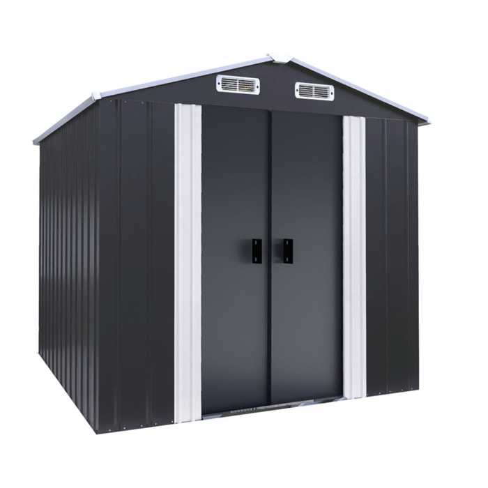 Abri de jardin métal avec portes coulissantes "Boston" - 4.12 m² - Gris
