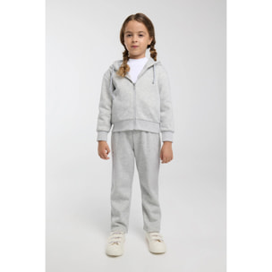 Chándal deportivo de niña afelpado chaqueta y pantalón recto gris