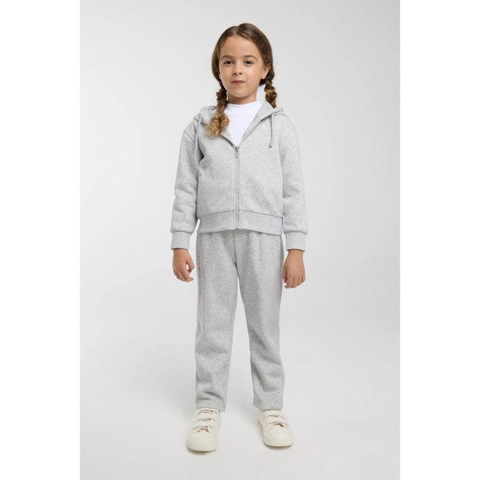 Chándal deportivo de niña afelpado chaqueta y pantalón recto gris