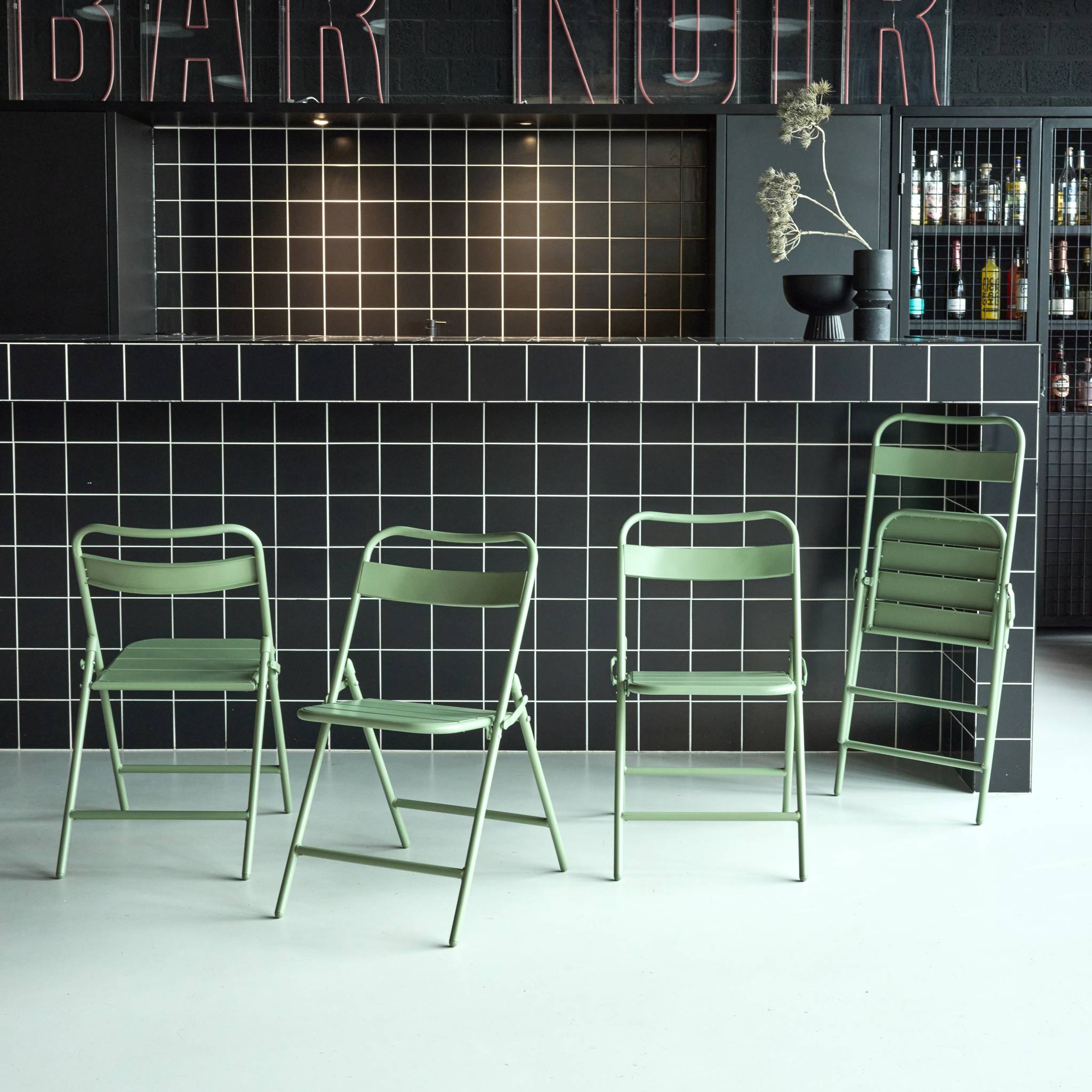 Chaise de jardin pliante acier (lot de 4) AMÉLIA