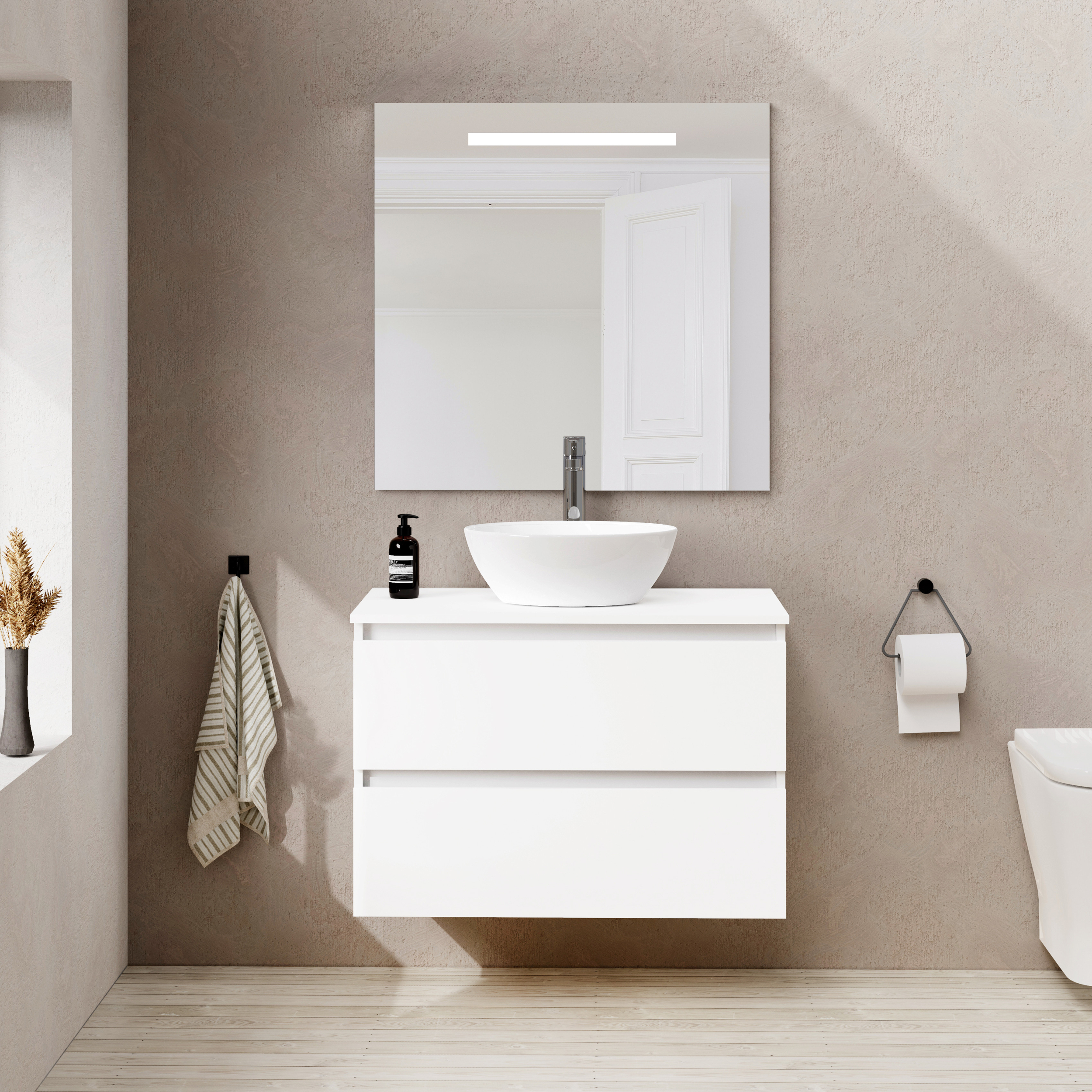 Conjunto de baño LILY SE, Alday, 80cm, Blanco Mate