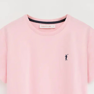 Camiseta rosa de manga corta y cuello redondo con bordado Rigby Go