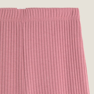Pantalón de punto canalé Sisa color rosa Poliéster