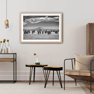 Affiche mysterieux voyage des éléphants Affiche + cadre en bois - Chêne