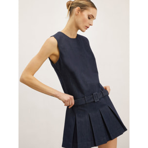 Motivi - Vestito mini in denim con gonna a pieghe - Blu