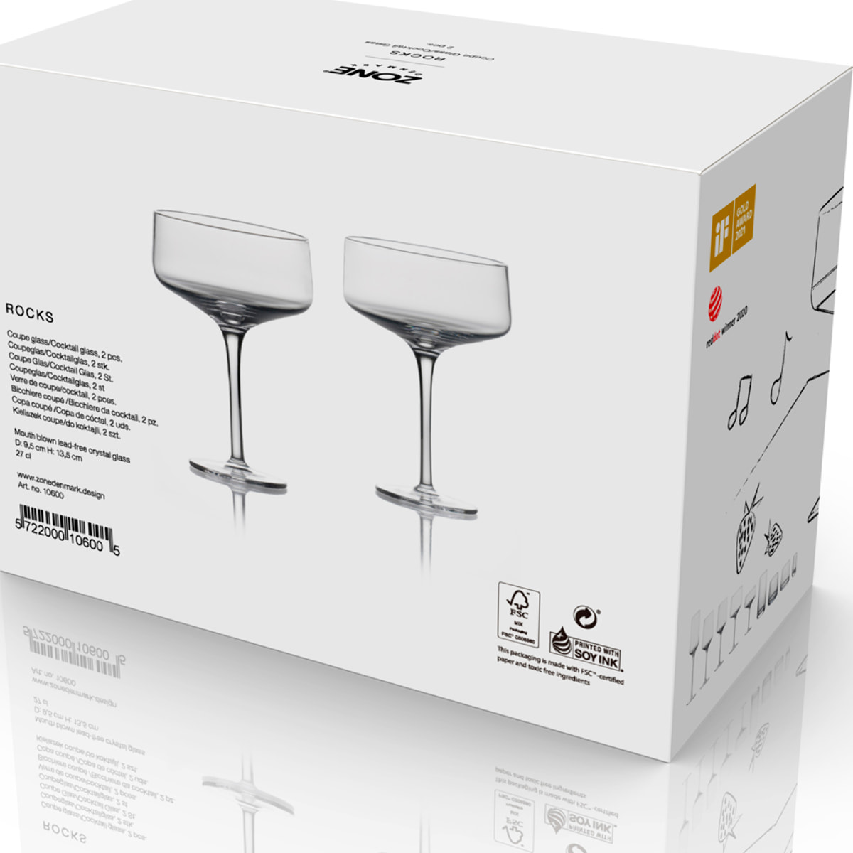 Set de 2 verres de coupe/cocktail Rocks 27 cl