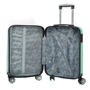 Valigia da cabina Trolley in materiale leggero in ABS ad alta resistenza. Serratura numerica, 4 ruote doppie rimovibili e girevoli a 360°. 57x38x20 cm.