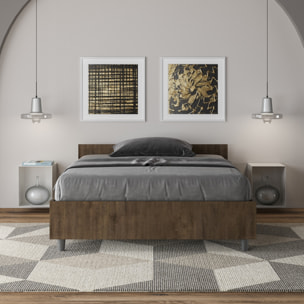 Cama de una plaza y medio con almacenaje 120x200 nogal Nuamo