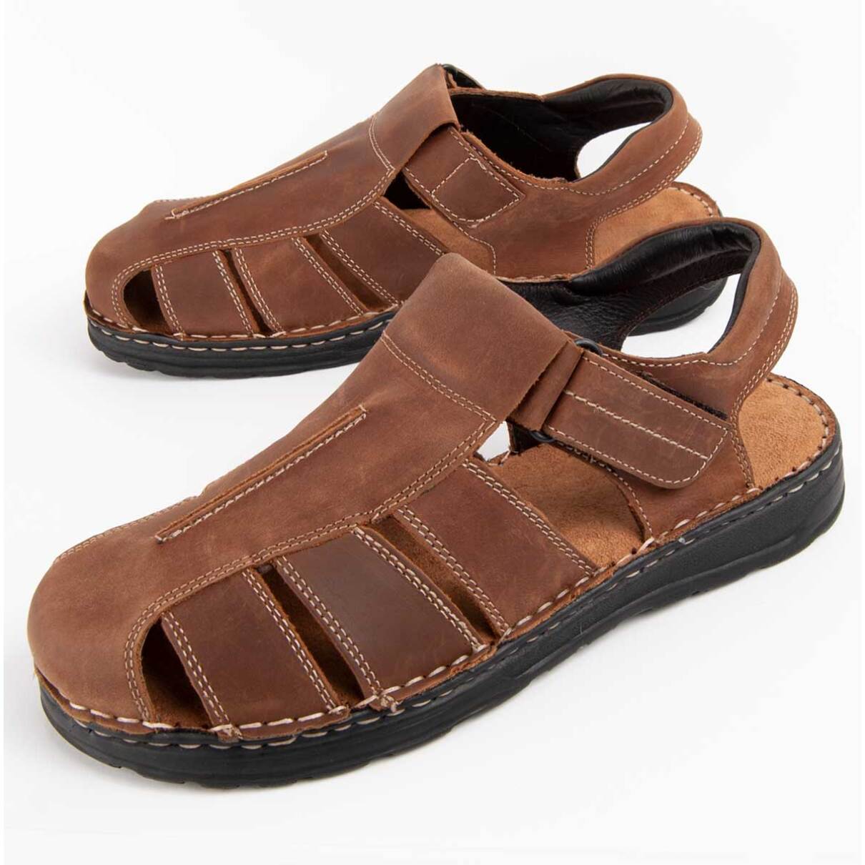 Sandalia De Piel - Marron