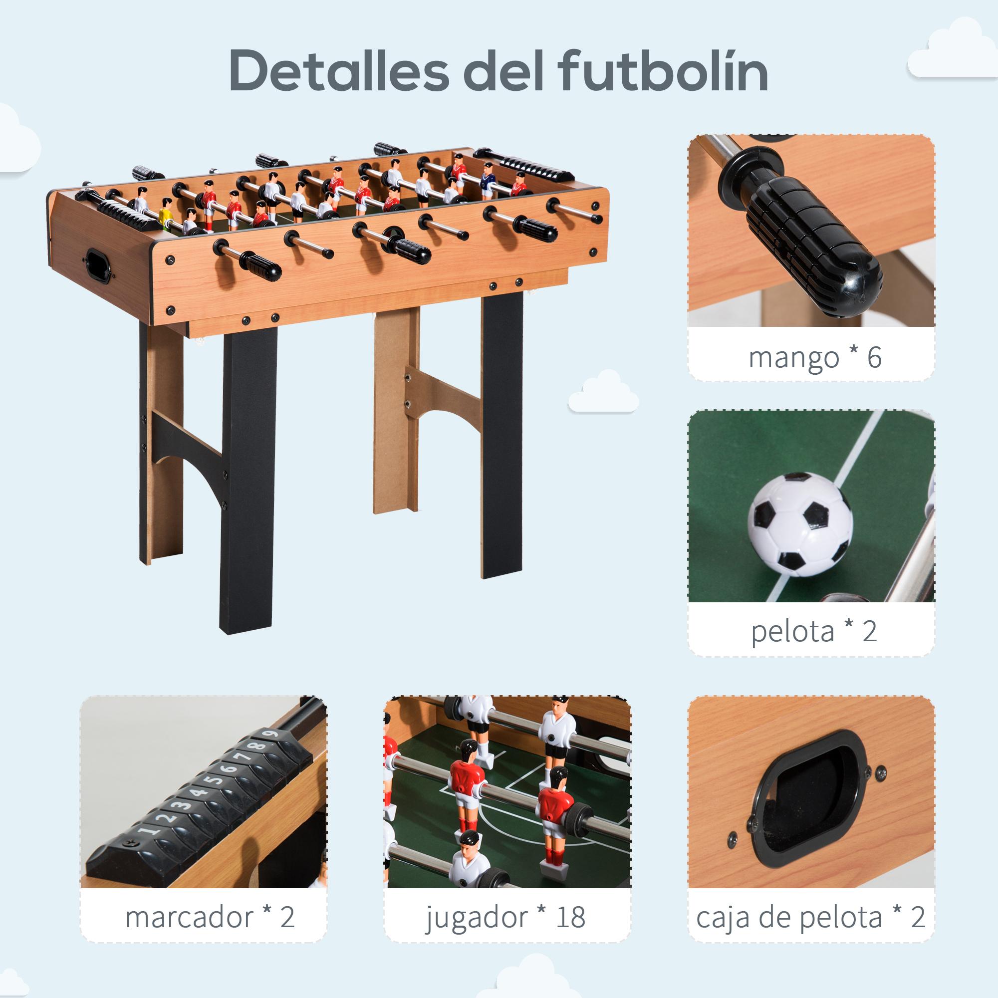 Mesa Multijuegos 4 en 1 Mesa de Juego para Niños +6 Años Futbolines para Niños Mesa de Billar Mesa de Ping-pong 87x43x73 cm Natural y Negro