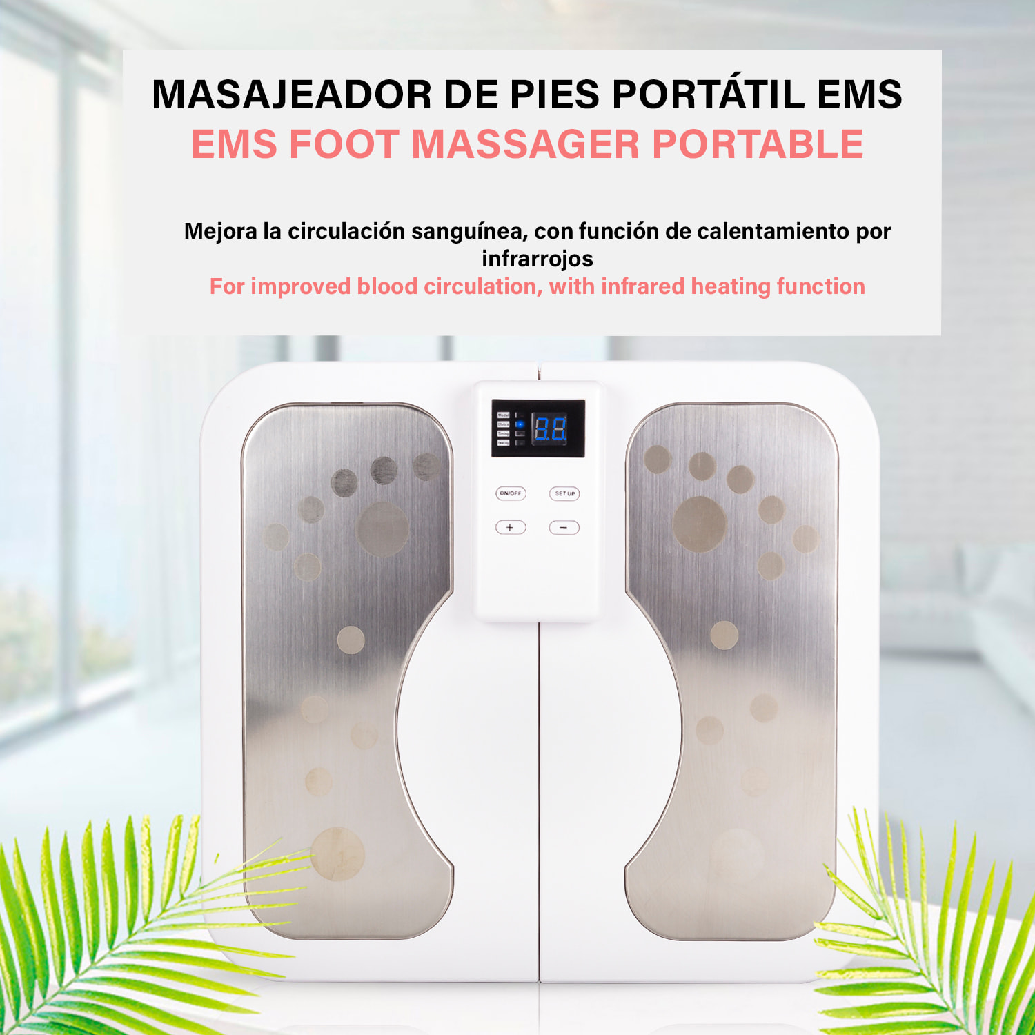 Massaggiatore per piedi per migliorare la circolazione sanguigna, con funzione di calore, pieghevole.