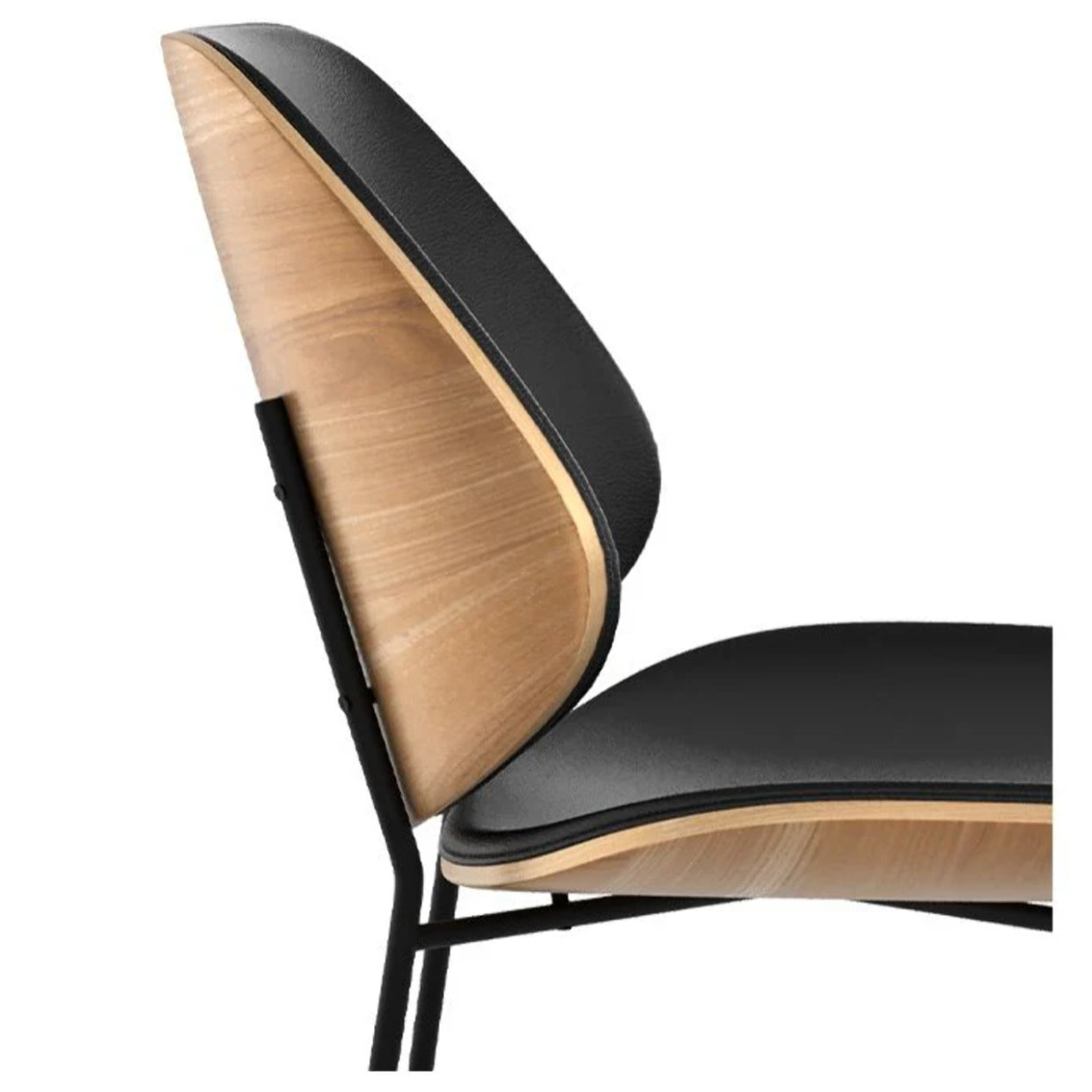 Chaise en bois foncé, PU noir et pieds en métal noir - Hector