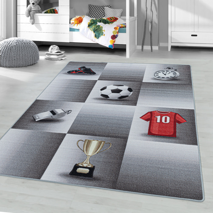PLAY - Tapis enfant football gris - PLA2906GRI