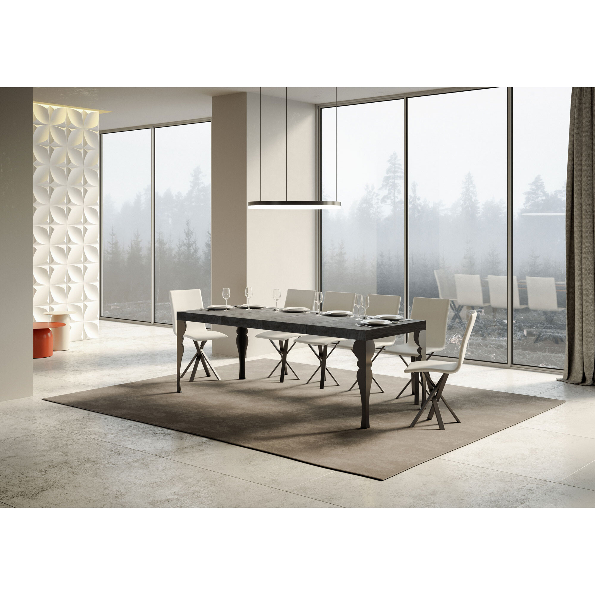 Mesa extensible 90x180/284 cm Paxon Premium Cemento estructura Antracita