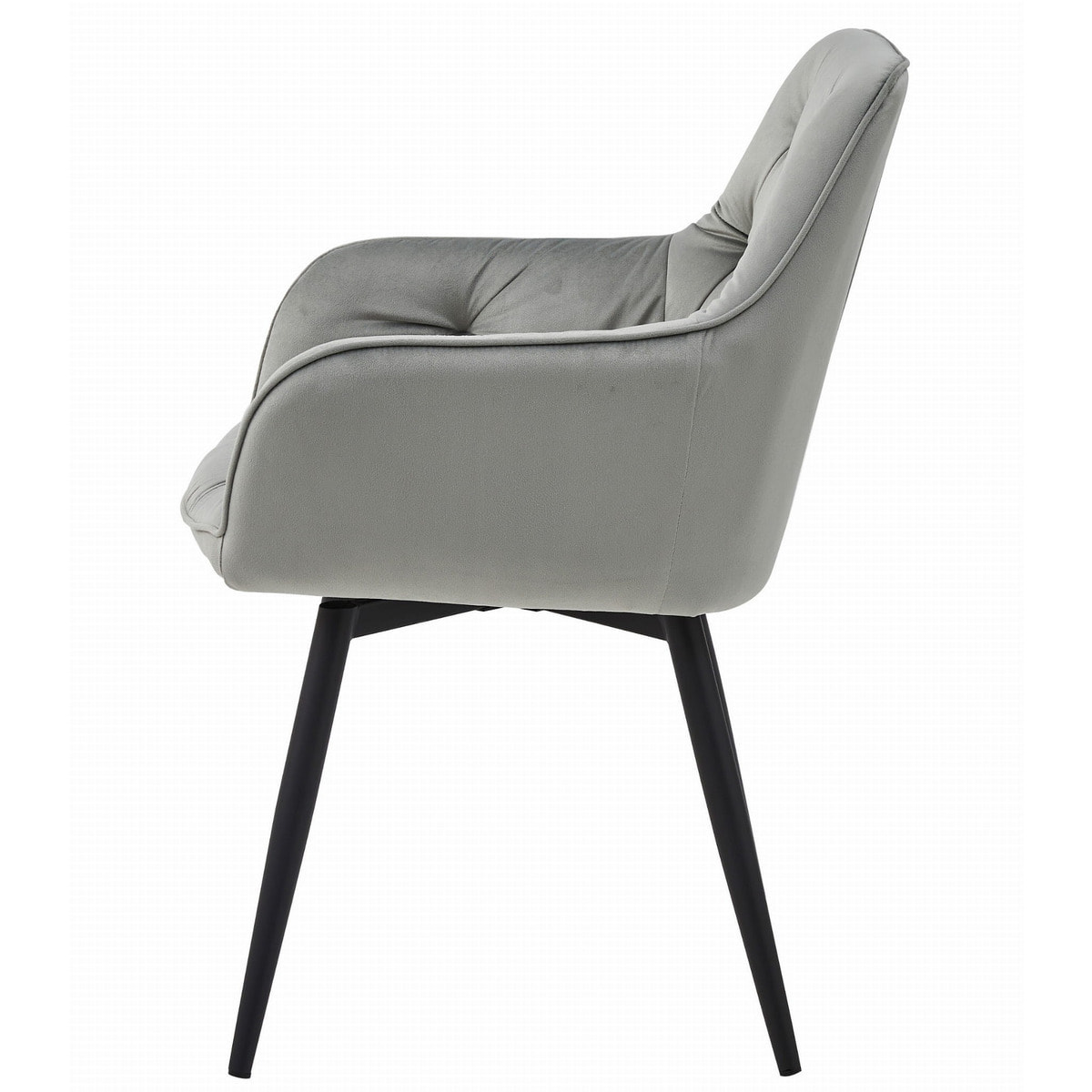 Sedia girevole Jork in velluto grigio argento con gambe nere