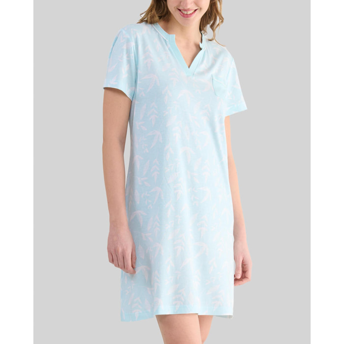 Camisón corto mujer hojas suave