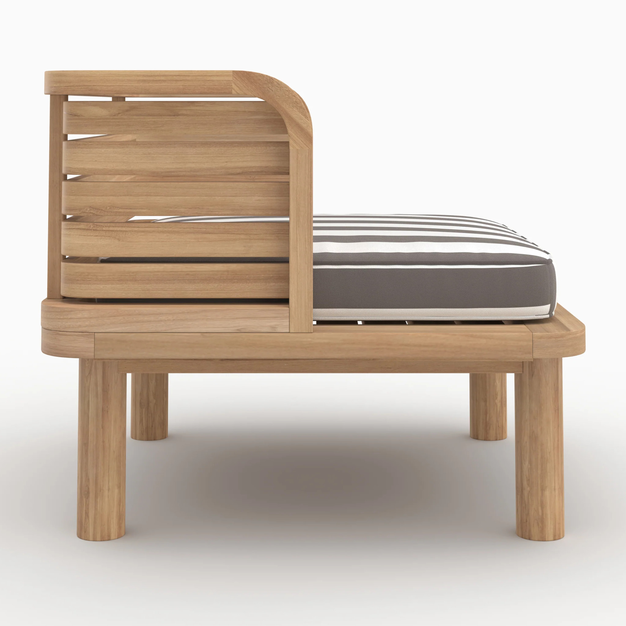 Fauteuil de jardin en teck massif et coussin rayé gris - Kilda