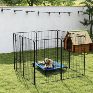 Parque para Mascotas Vallas para Perros de 8 Paneles 80x120 cm con Puerta y Doble Pestillo Corralito para Perros Grandes Medianos y Pequeños de Acero para Interior y Exterior Negro