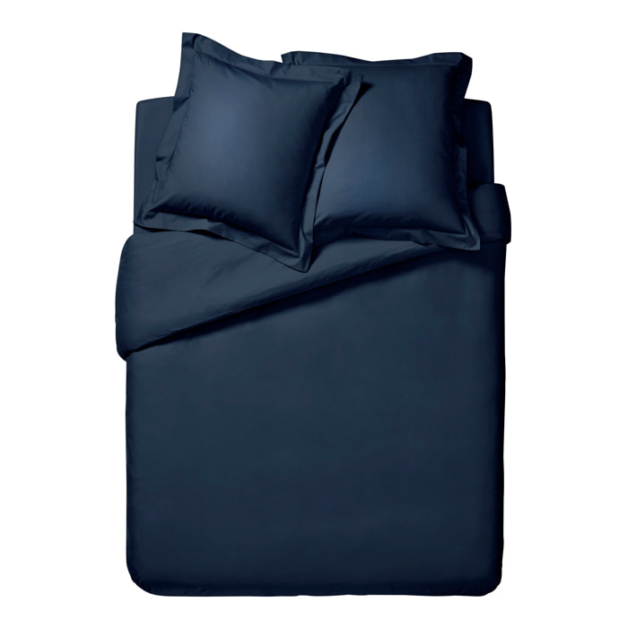 Housse de couette unie en percale de coton, PREMIÈRE, Bleu Nuit