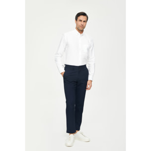 Camicia Uomo 1 Bottone Button Down Slim Oxford Lavato Unito Bianco