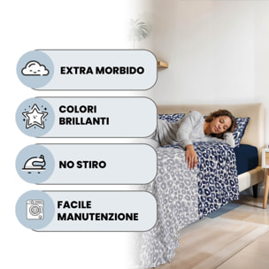COMPLETO LETTO FASHION, 100% Microfibra, No Stiro - WILD