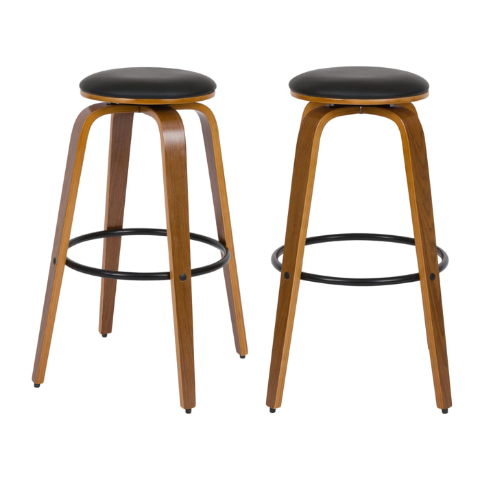 Lot de 2 tabourets de bar 78 cm en cuir synthétique noir - Arthus