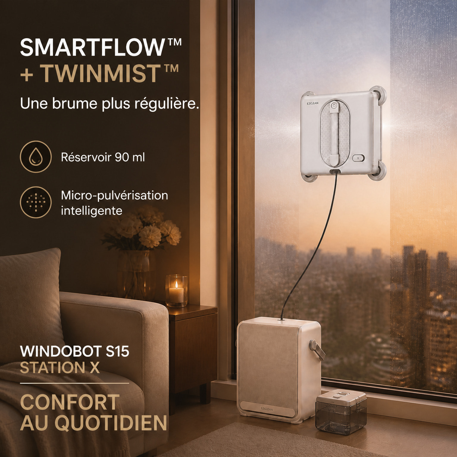 Robot Lave-vitres avec Station eziclean®Windobot S15 Station X