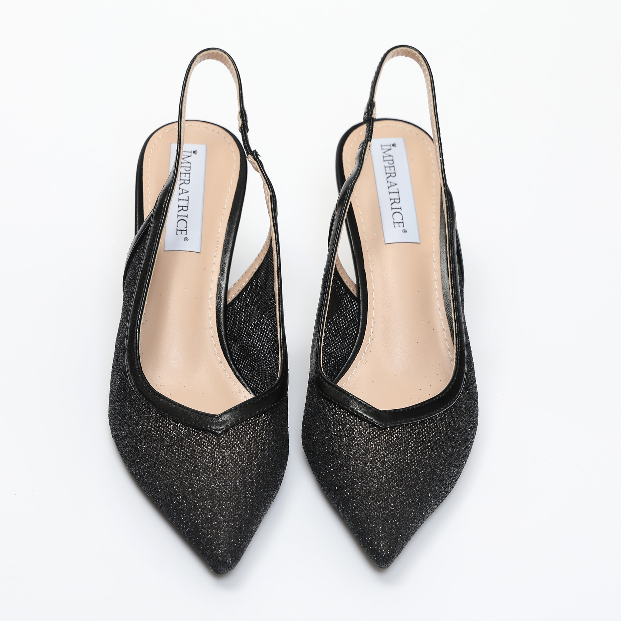 Dècolletè in simil pelle brillantinati