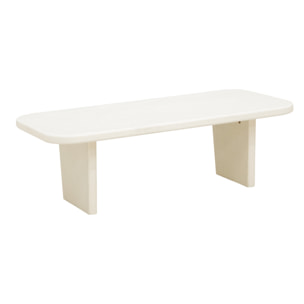 Table basse en microciment avec deux pieds de teinte blanc cassé de 95cm Hauteur: 30 Longueur: 95 Largeur: 45