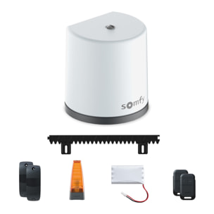 Motorisation de portail coulissant Freevia Essential RTS - Livrée avec 2 télécommandes Keypop, feu clignotant, 4m de crémaillère et batterie de secours