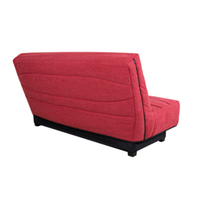 Canapé convertible Noe, matelas Simmons, 130 x 190 cm, 2 coussins offerts, framboise