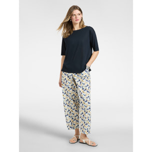 Elena Mirò - Camiseta de hilo mixto lyocell - Azul