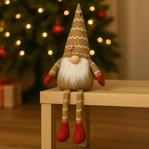 Gnomo pies largos decorativo navideño con sombrero, diseño nórdico original