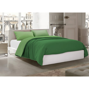 Parure Copripiumino Bicolor Estate/Inverno 100% Cotone Tinta Unita Amici Verde Sottobosco/Verde