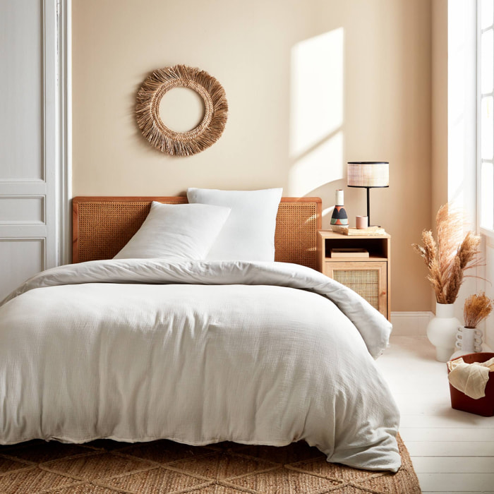 Parure de lit gaze de coton blanc ALIX