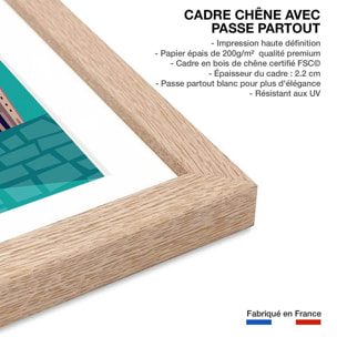 Poster retro munchen Affiche + cadre en bois - Chêne