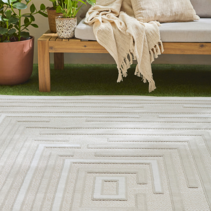 Tapis Loopin 334 crème - Motif en relief - Indoor & Outdoor