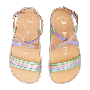 SANDALIA BAREFOOT DE PIEL CHETTO TIRAS ORO ROSADO