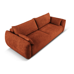 Canapé convertible avec coffre de rangement "Matera" 3 places en chenille terracotta