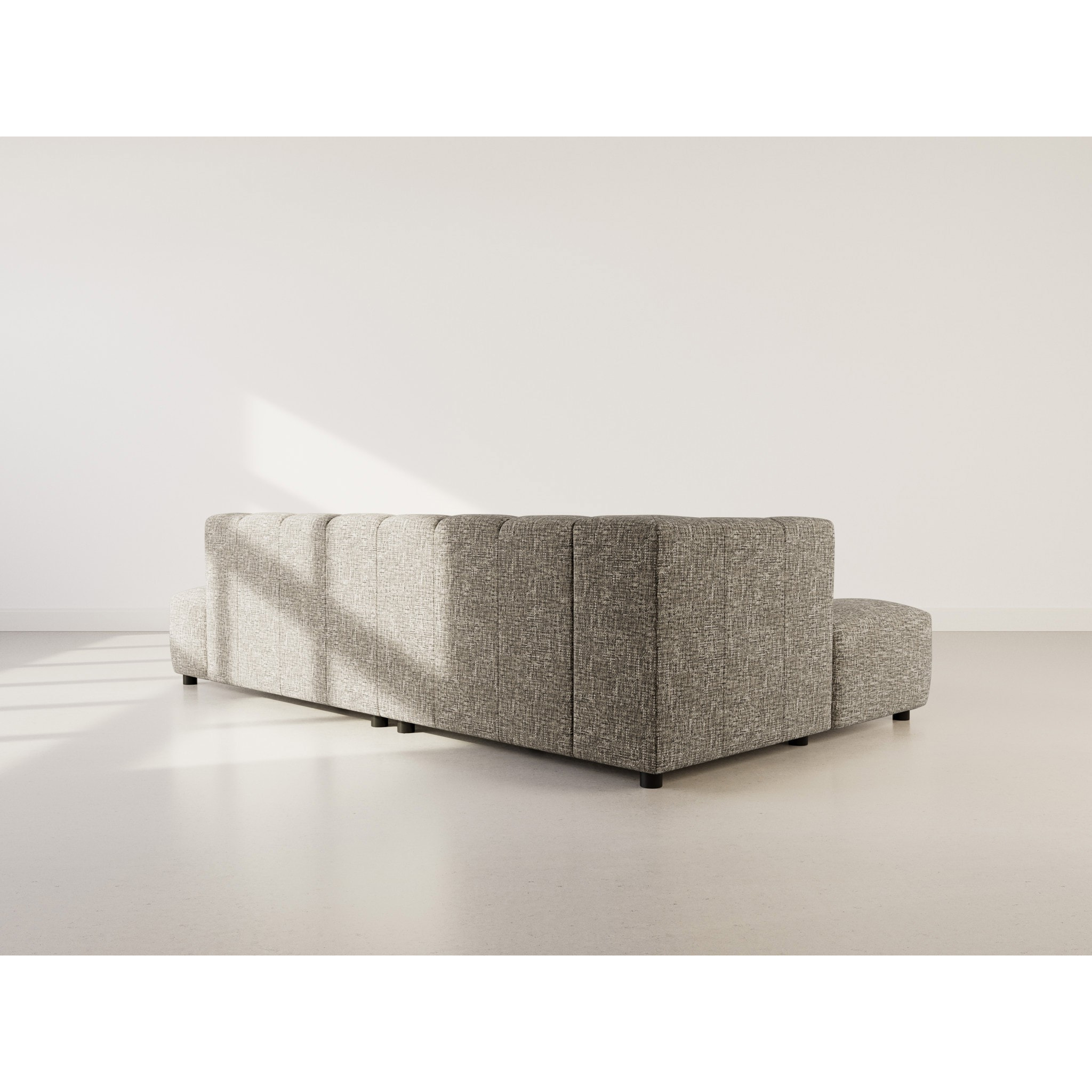 Curtis - canapé d'angle gauche 4 places sans accoudoir en tissu texturé - Vert Olive