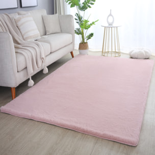 BARROW - Tapis en fausse fourrure doux uni Rose