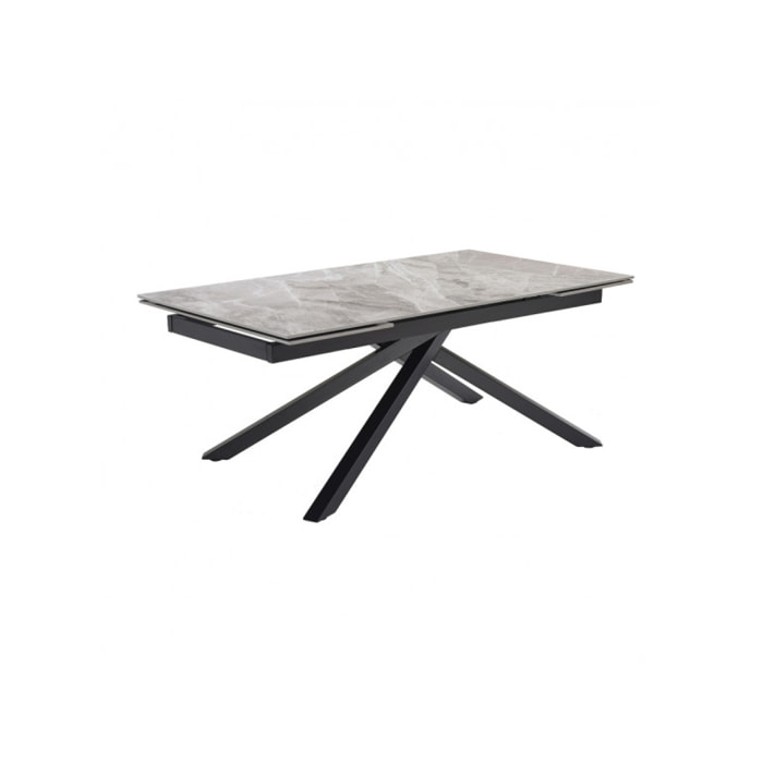 Table extensible en céramique gris brillant L160/240cm - 9 piètements - UNIK