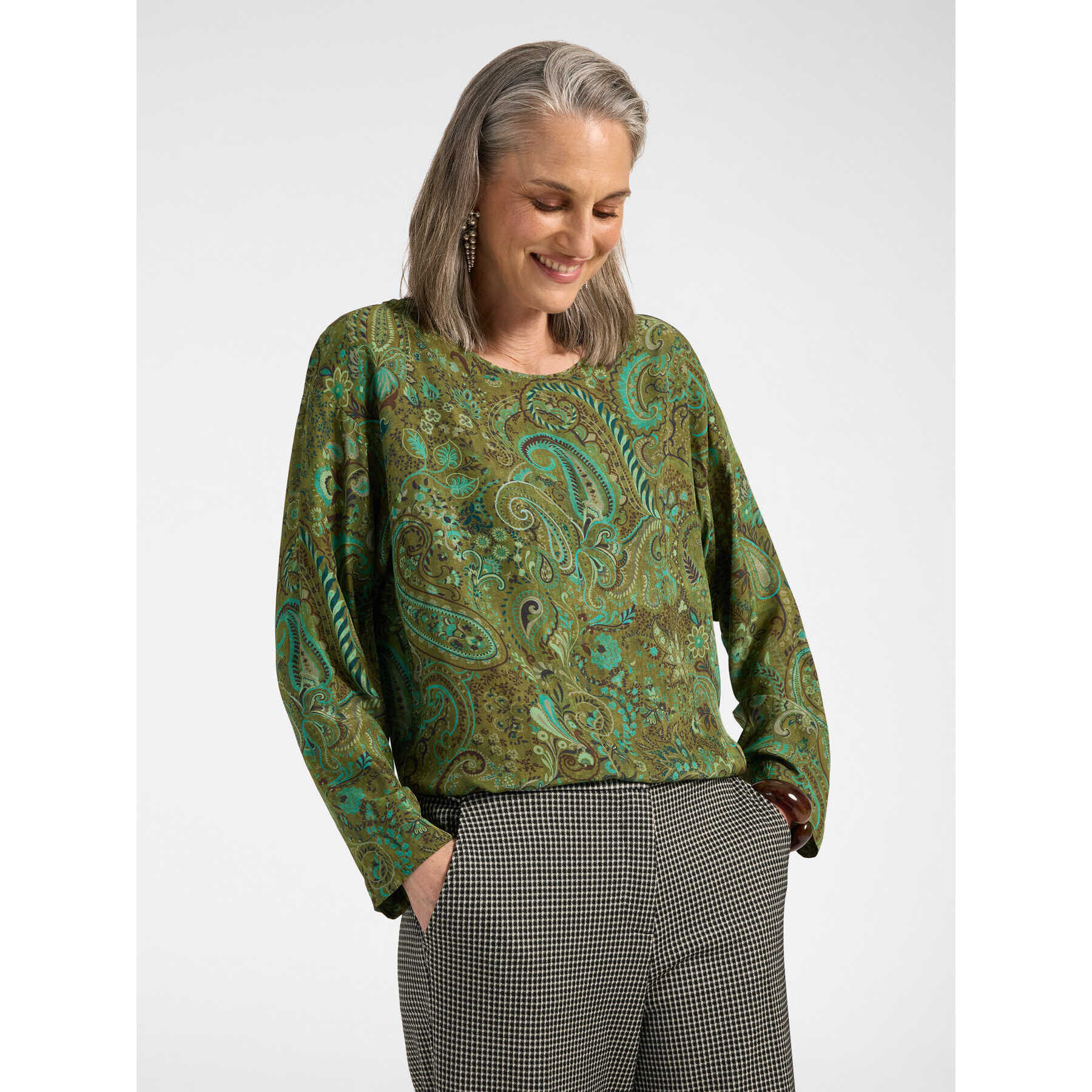 Elena Mirò - Blusa in viscosa stampata paisley - Verde