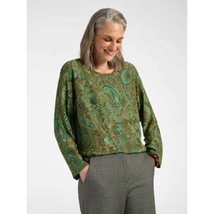 Elena Mirò - Blusa in viscosa stampata paisley - Verde