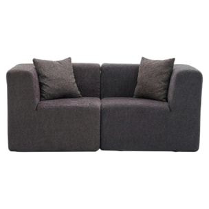 Canapé 2 places compact anthracite tissu chenille PLOVIA
